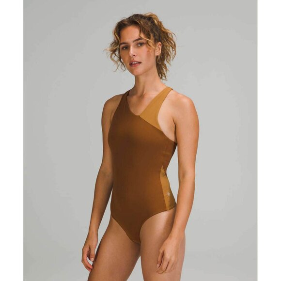 Lululemon Nulu Asymmetrical Bodysuit *Light Support, A/B Cups Copper Brown | 4 - Picture 1 of 10